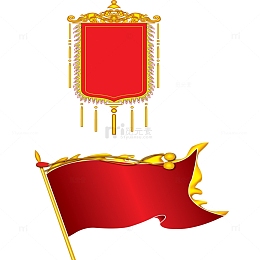 创意红色锦旗免扣素材