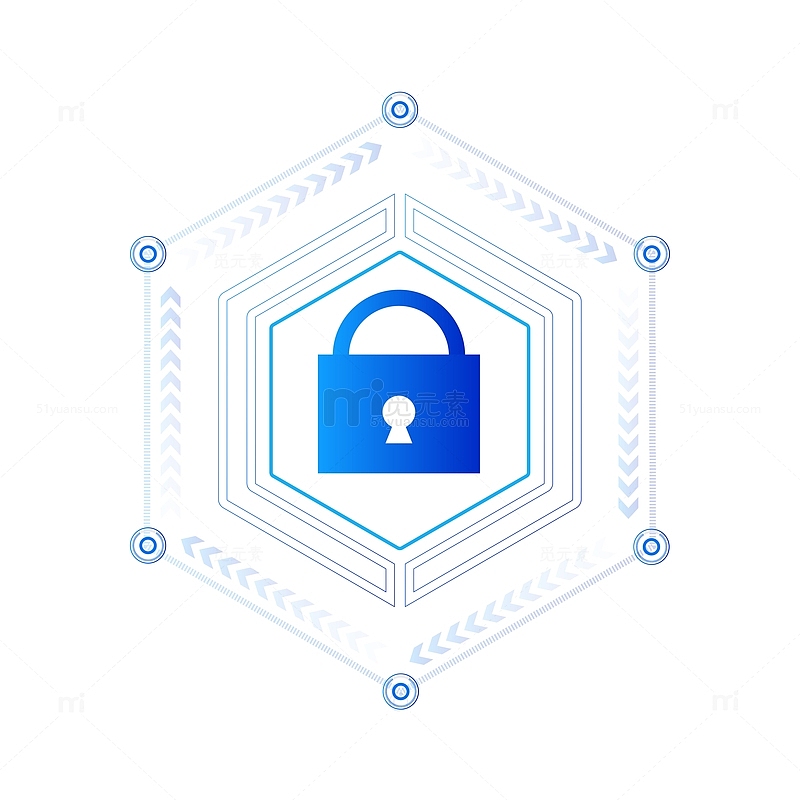 蓝色科技信息安全锁矢量元素