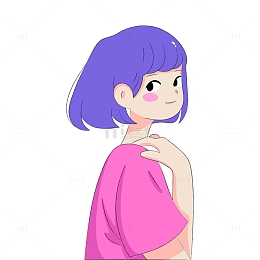 夏日多巴胺女生卡通手绘人物插画