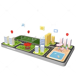 3D立体手机导航地图城市微缩景观