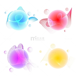 炫彩科技粒子星球矢量元素