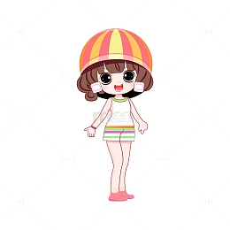 夏日多巴胺大长腿小女孩卡通人物