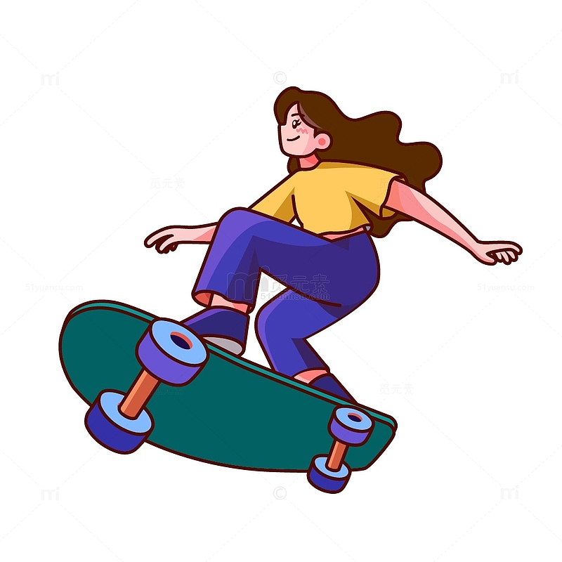 踩滑板的少女