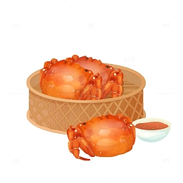 立秋螃蟹元素插画