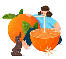 橙子扁平手绘