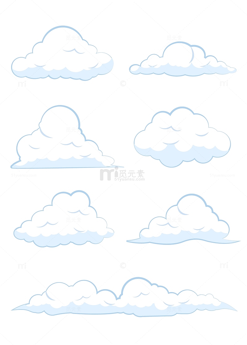 卡通可爱白云装饰矢量图元素图标