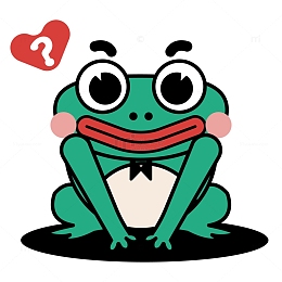 扁平风手绘动物之绿色可爱搞怪大嘴青蛙