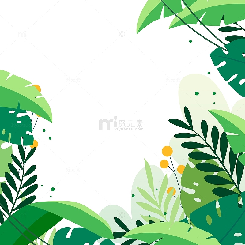 卡通扁平化夏季草丛植物装饰插画边框