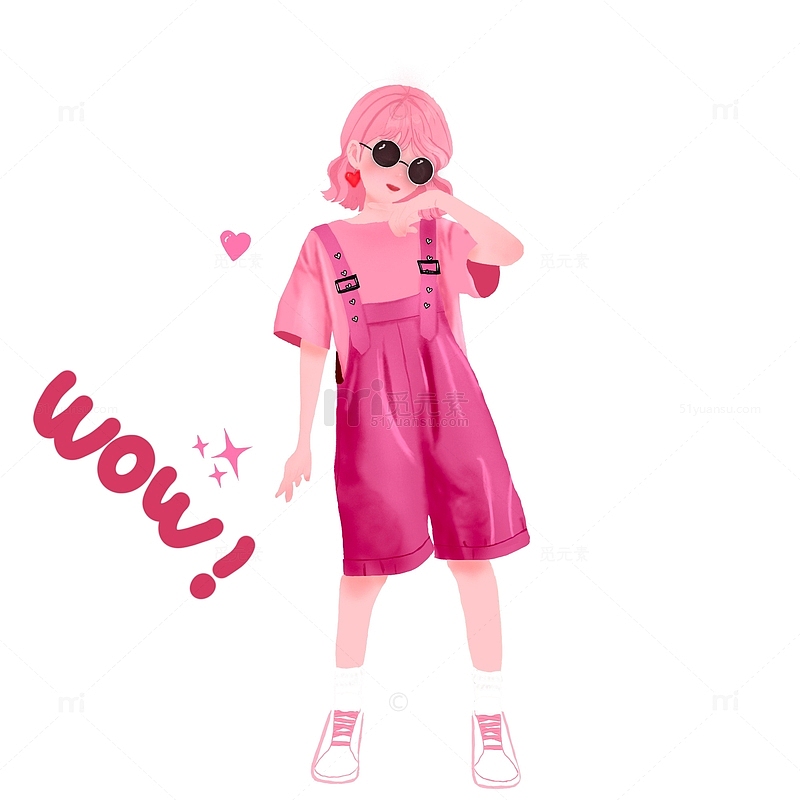 夏日多巴胺时尚潮流酷女孩粉色穿搭