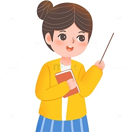 卡通手绘女老师讲课教鞭书籍