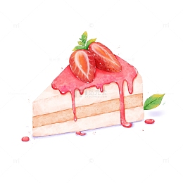 水彩甜品草莓蛋糕甜蜜浪漫