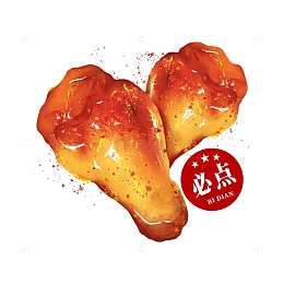 夏日烧烤必点菜品鸡腿手绘插画元素
