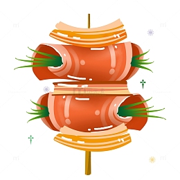 烧烤插画牛肉元素