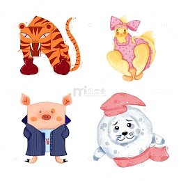 动物老虎海狮母鸡猪幼儿园可爱儿童