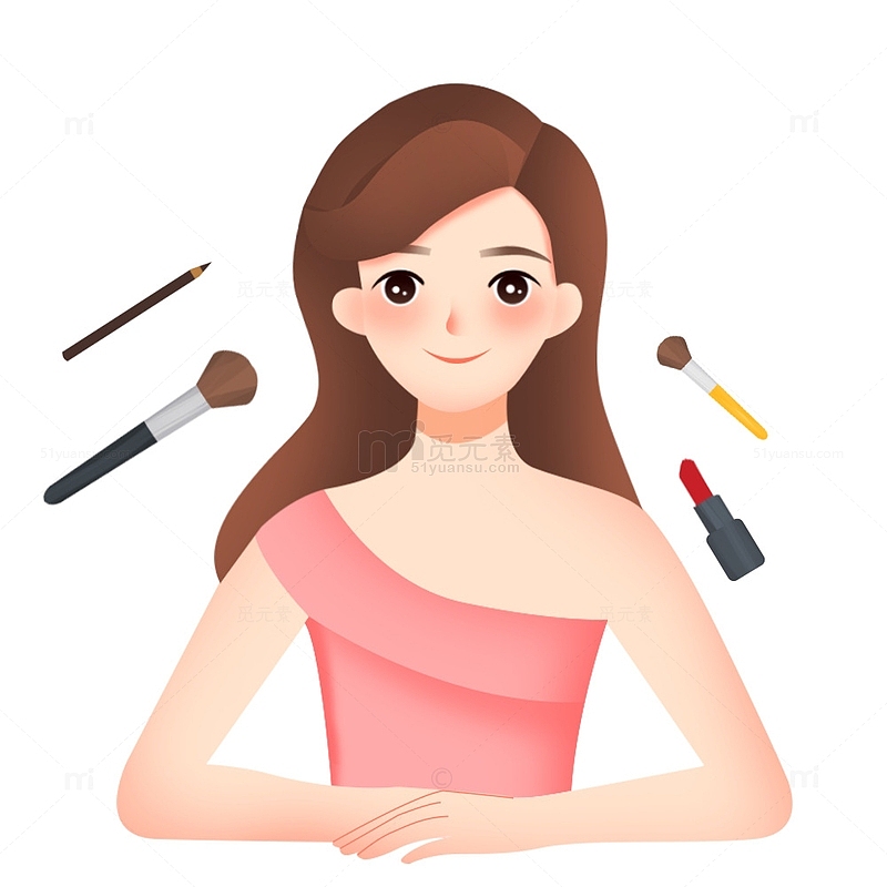 女性美容护肤涂抹化妆品元素