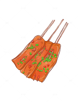 烧烤爆辣烤串苕皮美食手绘图