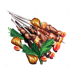 烧烤插画装饰元素