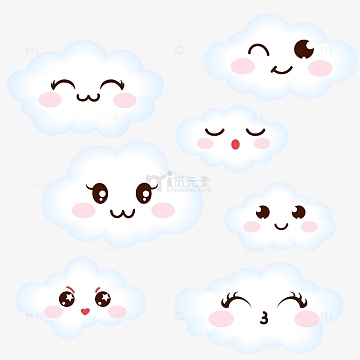 卡通可爱表情白云矢量元素
