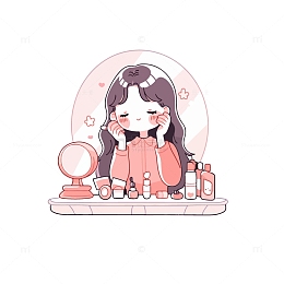 化妆女孩插画元素