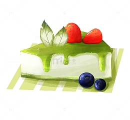 简约小清新抹茶蛋糕