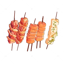 烧烤烤串矢量插画元素图标