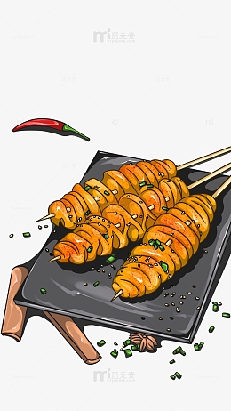 烤面筋烧烤手绘