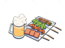 夏季夜宵啤酒烤串