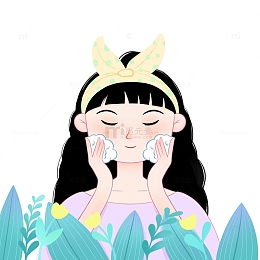 正脸美容人物插画