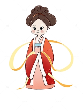 嫦娥卡通人物小女孩古装中国风简约元素