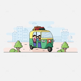 MBE扁平风三轮车运营插画3