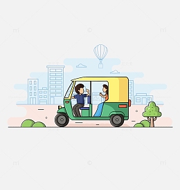 MBE扁平风三轮车运营插画2