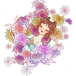 霜降花朵唯美美女