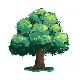 手绘卡通茂盛树叶大树绿植元素