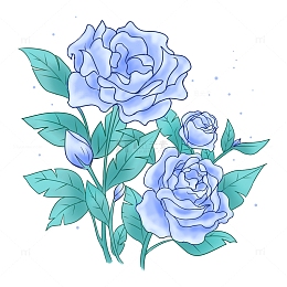 植物元素手绘鲜花紫蓝色
