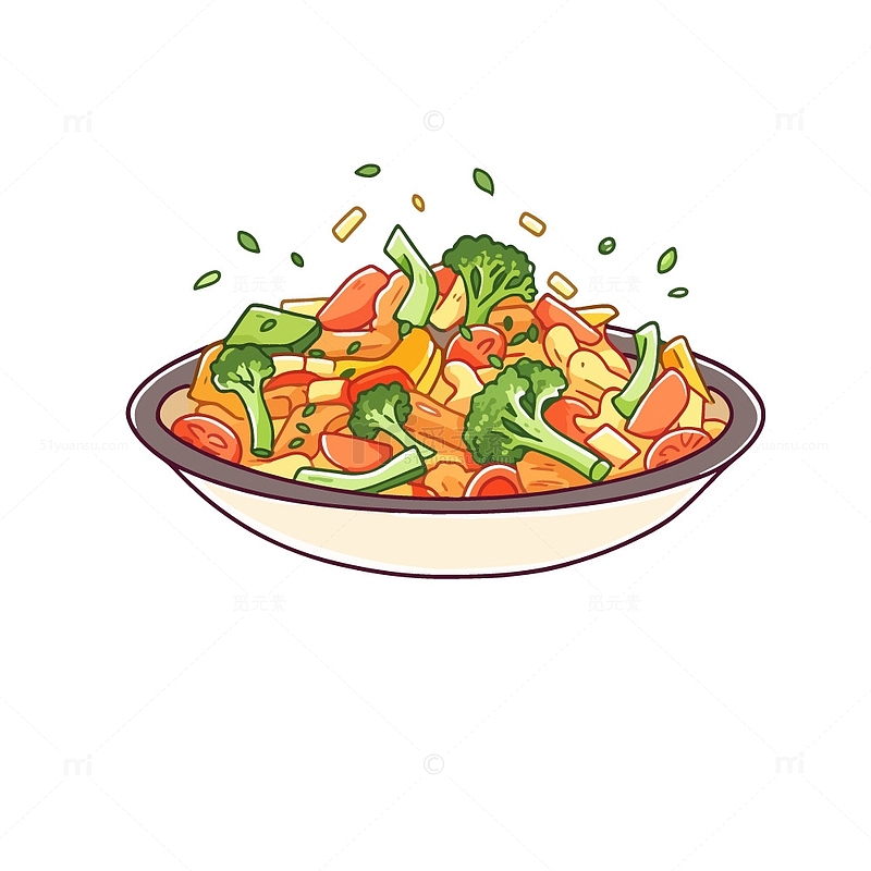 炒蔬菜矢量插画
