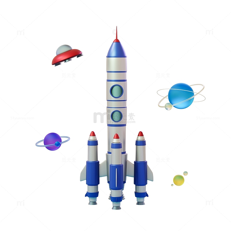 3D立体卡通航天火箭飞船模型