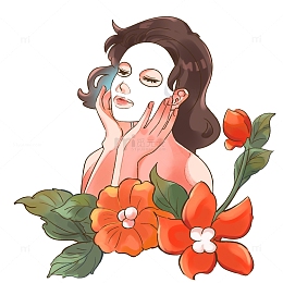 敷面膜护肤美容插画元素
