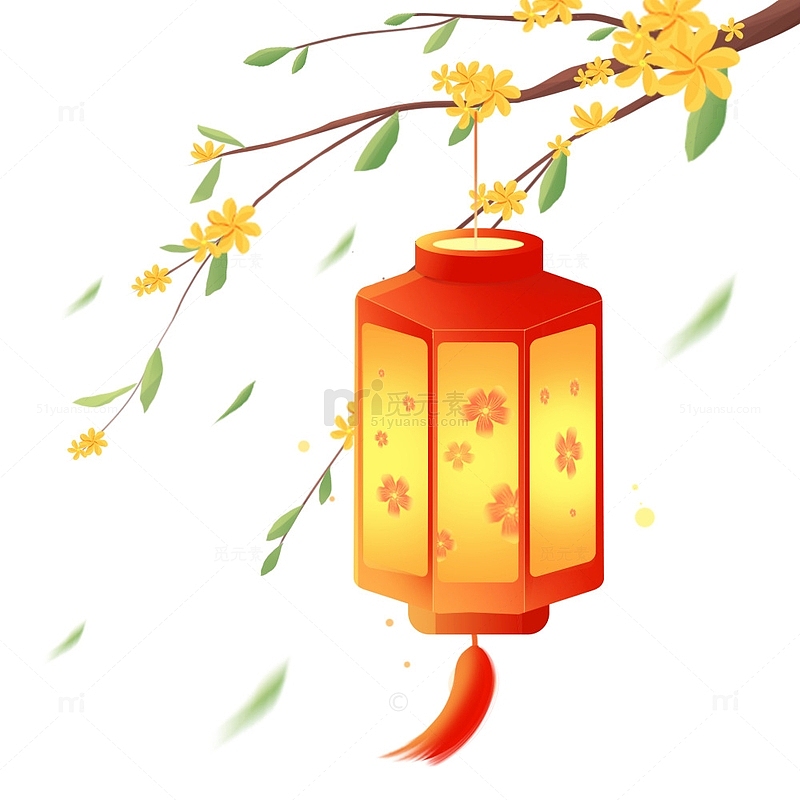 挂在桂花树上的红色灯笼中秋节