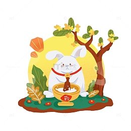 玉兔捣药桂花树海报素材