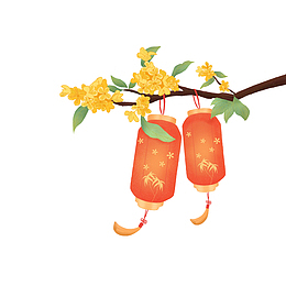 中秋古风灯笼桂花灯会祈愿手绘