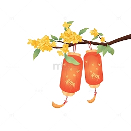 中秋古风灯笼桂花灯会祈愿手绘