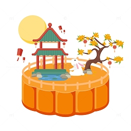 中秋月饼插画元素