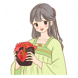 中秋节手提桂花酒古风女子