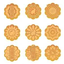 月饼花纹形状元素