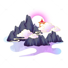 中国风国潮山水祥云矢量插画