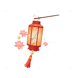 古风中秋花灯宫灯兔子荷花灯笼手绘