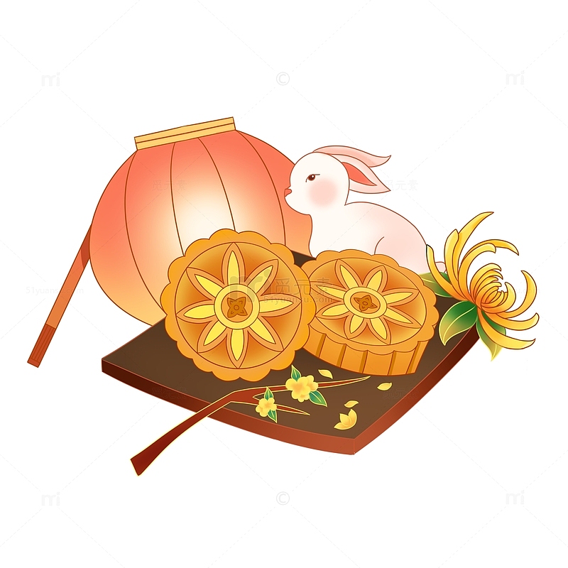 手绘中国风中秋月饼