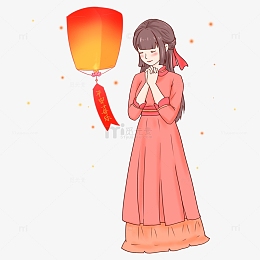 中秋节许愿孔明灯人物