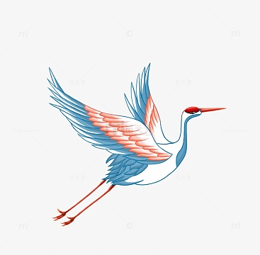 手绘仙鹤古风中秋节元素