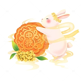 卡通玉兔中秋月饼元素